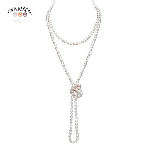 

yknrbph natural pearl long necklace female luxury birthday gift, Silver
