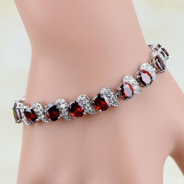 

red cubic zirconia white zircon silver color bridal jewelry charm bracelet christmas gifts for women gifts box1, Red;blue