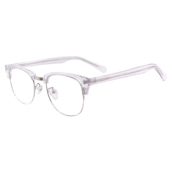 

men women acetate round retro glasses half rim browline eyeglass frames for prescription degree lenses myopia reading multifocal fashion sun, Black