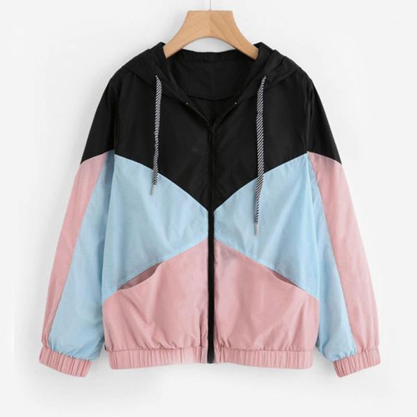 

women's trench coats warm ladies women jacket coat long sleeve patchwork hooded polyester clothes zipper pockets casual sport autumn ou, Tan;black