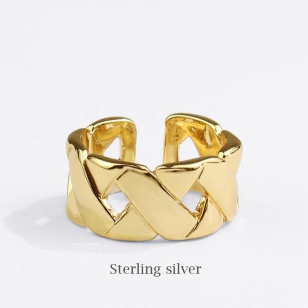 

wedding rings gold sterling silver simple hollowout shape color retro distressed opening handmade ring fashion fine jewelry, Slivery;golden
