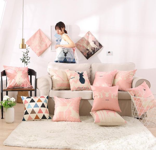 

creative home furnishing car pillow case bedside cushion linen sofa deer pattern