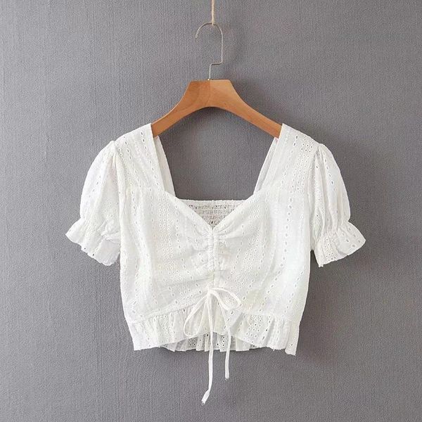 

women's blouses & shirts schiffy drawstring crop top, White
