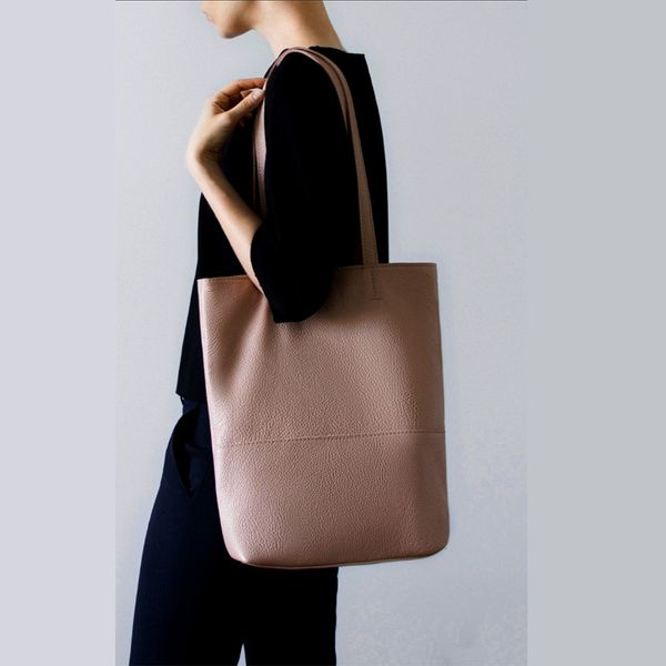 

women's bag leather shopping large capacity women's single shoulder small crowd, Black;red