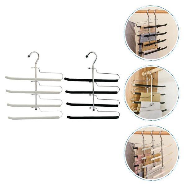 

hangers & racks 2pcs skid-proof pants hanger muitipurpose clothes (black gray)