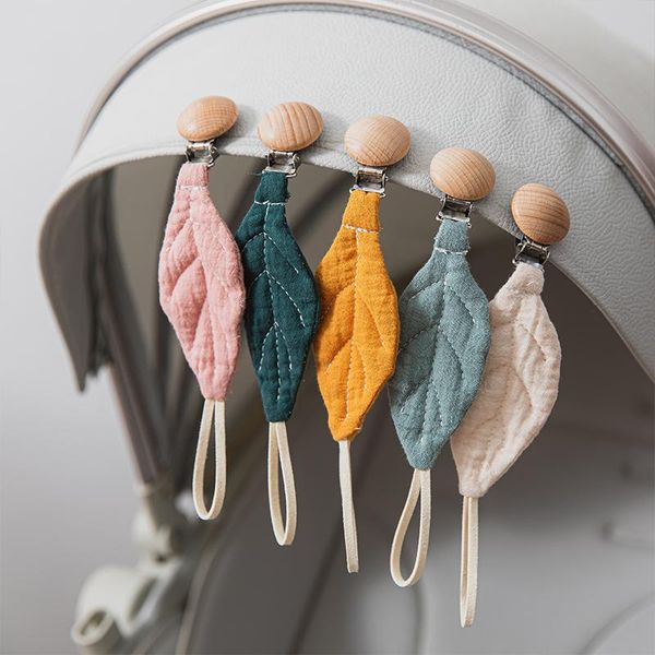 

pacifiers# 1pc wooden pacifier clip chain baby teether cotton leaves bpa rodent nipple soother dummy accessorie