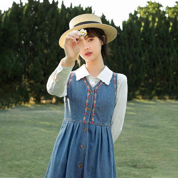 

casual dresses dress liwo| spring arrival women's retro art embroidery loose sleeveless dress open vest skirt a5yv, Black;gray