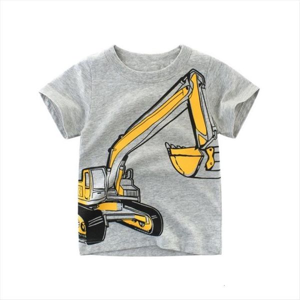 

t shirts cartoon print baby boys for excavator car shirt summer children short sleeve tee, Blue