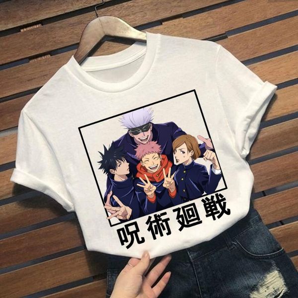 

men's t-shirts cotton harajuku casual fushiguro megumi print clothing jujutsu kaisen t shirt women couple clothes, White;black