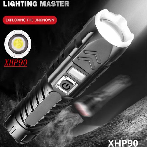 

flashlights torches powerful xhp90.2 usb rechargeable tactical torch led emergency lantern camping flashlamp use 26650 battery