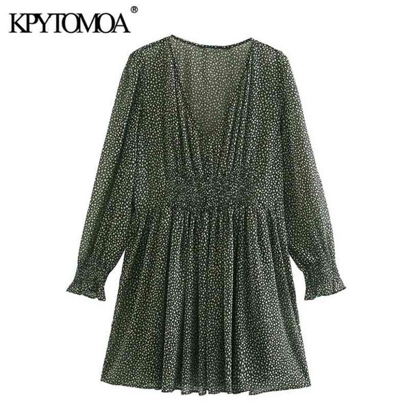 

women chic fashion print ruffled mini dress long sleeve with lining female dresses vestidos mujer 210420, White