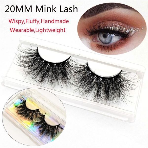 

1pair 20mm 3d mink hair false eyelashes dramatic long eye lashes wispies fluffies criss-cross handmade lash extension tools1