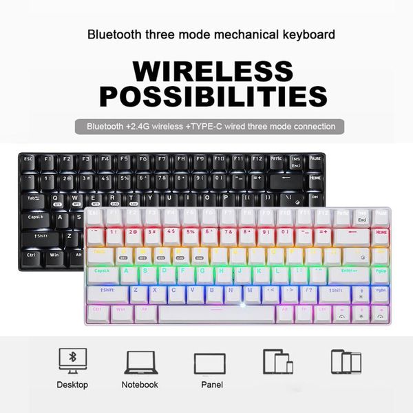 

[ in stock] xm-rf84 mechanical keyboard wireless bluetooth 84-key multi device 3 mode wired mouse combos