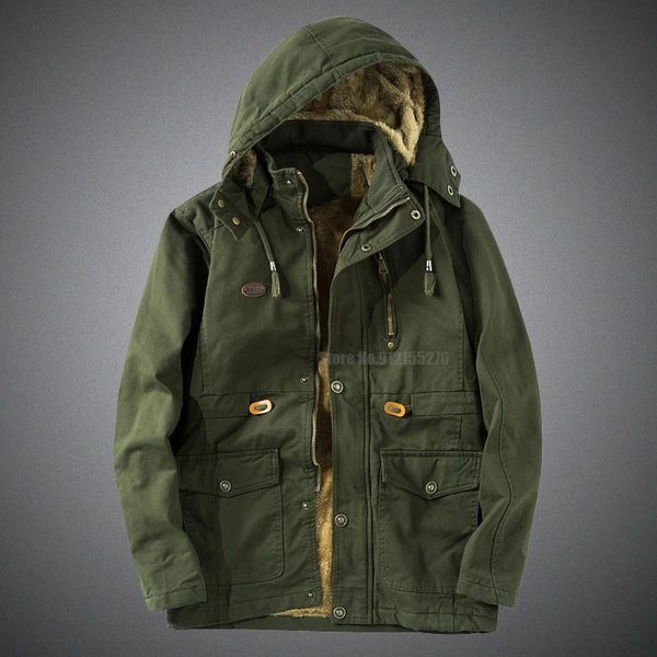 

men's jackets fashion winter jacket vintage windbreaker plus fleece male coat thicken velvet warm hooded thermal 5xl, Black;brown