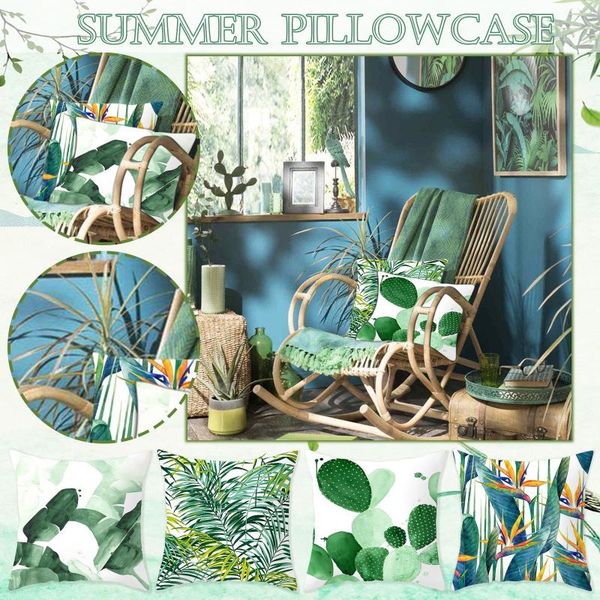 

pillow case summer pillowcase green plant printing sofa home supplies comfortable cover for bed car