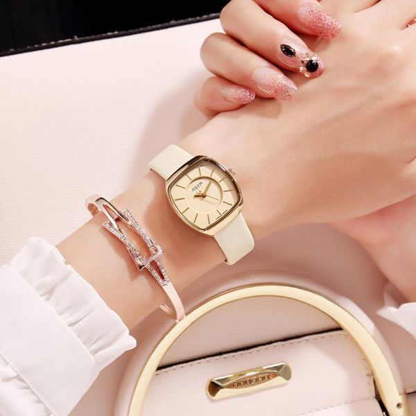 

wristwatches julius lady women's watch japan quartz hours fine fashion bracelet simple leather girl birthday lovers gift original, Slivery;brown