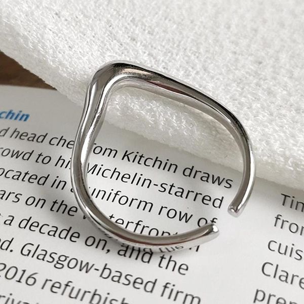 

cluster rings 925 sterling silver distortion simple glossy temperament korea style open for women jewelry gift, Golden;silver