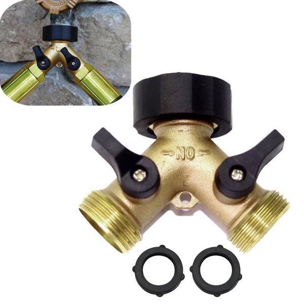 

garden hose splitter heavy-duty 2 way solid brass y valve female connector adapter for water pipe watering equipments