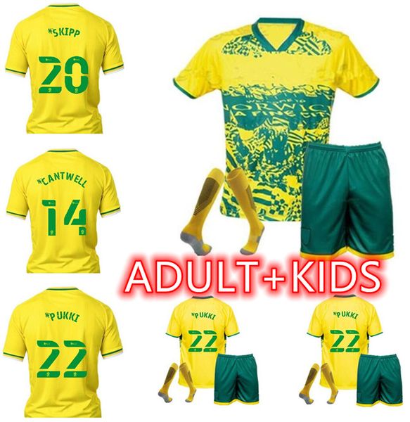 

kids full kits+sock special edition 2021 city hugill soccer jerseys home 21 22 roberts norwich pukki hernandez buendia stiepermann fans vers, Black;yellow