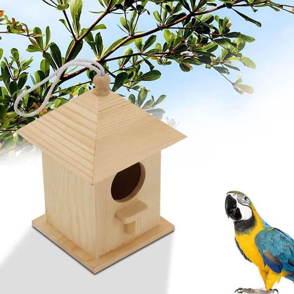 

bird house solid wood outdoor pet cage pastoral parrot nest smooth surface delicate birdhouse weather-resistant garden decor cages