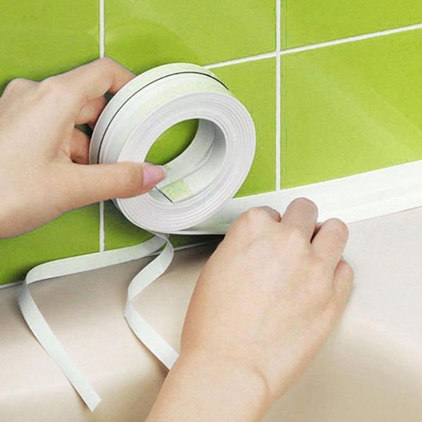 

disposable gloves bathroom stickers shower sink bath sealing strip tape white pvc self adhesive waterproof wall sticker for kitchen