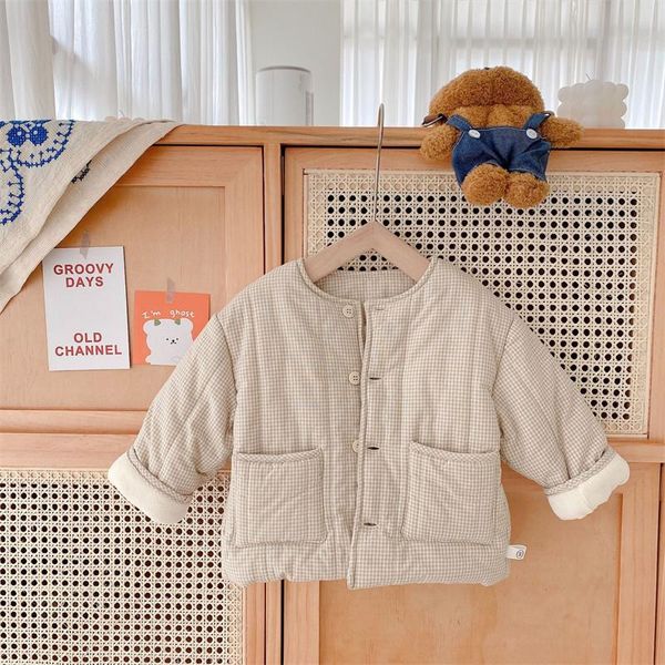 

jackets girls boys coat jacket plus velvet thicken 2021 classic warm winter outerwear christmas gift cotton fleece kids children's clot, Blue;gray