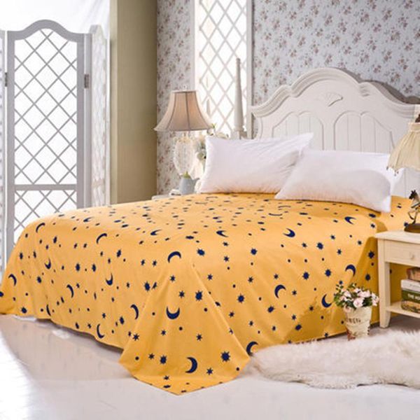 

sheets & sets yellow color flat bed sheet moon stars cartoon 1 piece polyester sanding (no case) xf347-11