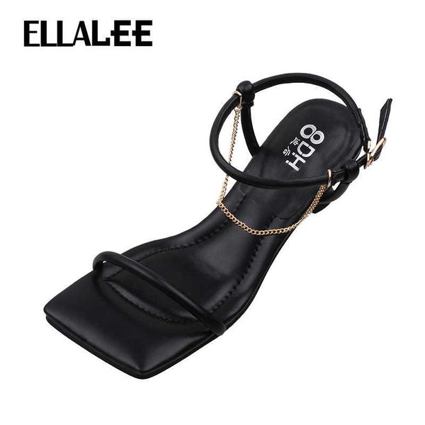 

ellalee women summer shoes ankle strap sandals casual buckle back strap office lady sandals slip on elegant breathable shoes 210624, Black