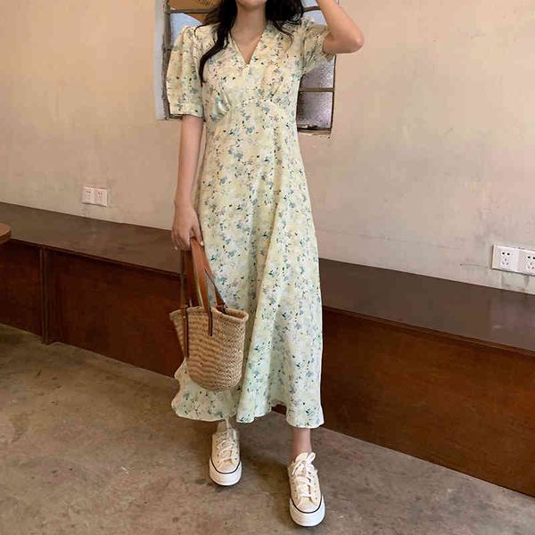 

elegant v-neck women summer floral print short sleeve female casual beach holiday dress vestidos 210515, Black;gray