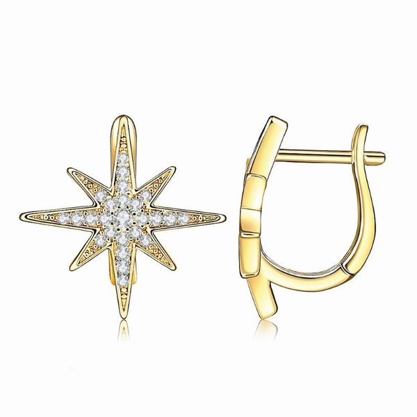 

stud wholesale fashionable eight star earrings, Golden;silver