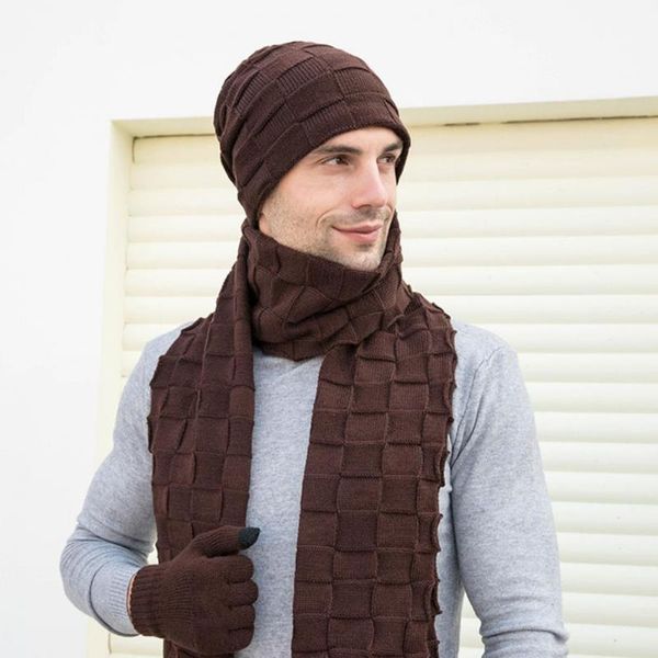 

wide brim hats 3pcs/set fashion winter long scarf hat gloves set skin-friendly knitted protection ear for travel, Blue;gray