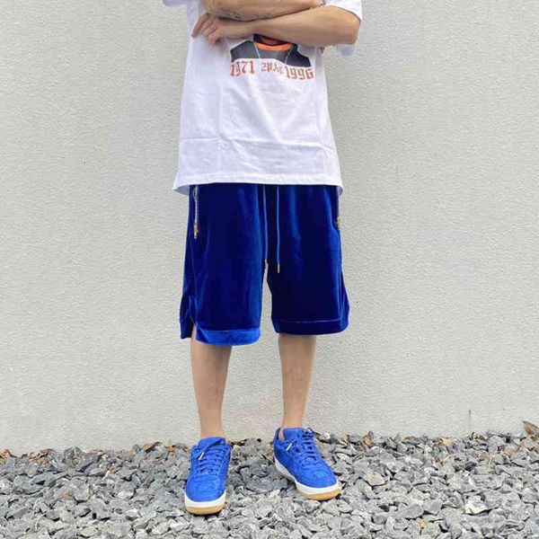 

Men's Shorts Kanye West Streetwear Blue Black Veet Loose Casual Mens Drawstring Velour Zipper Pockets Five Points Harajuku 2ZJC, White;black