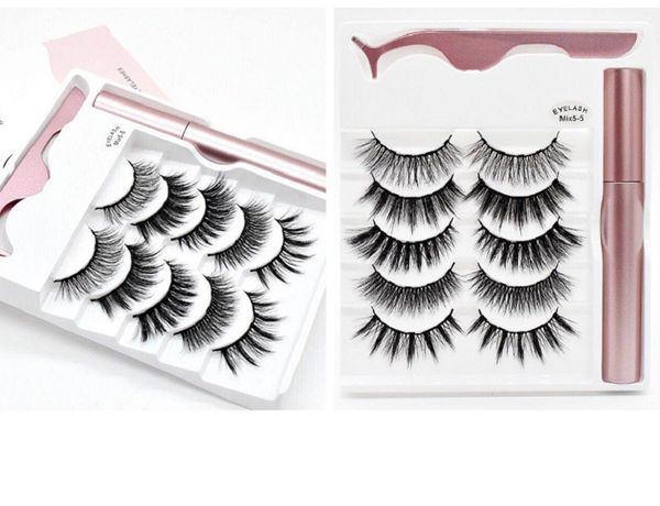 

dhl magnetic liquid eyeliner eyelashes tweezer 5magnet false eyelash set glue make up tools 5 pairs 3in1