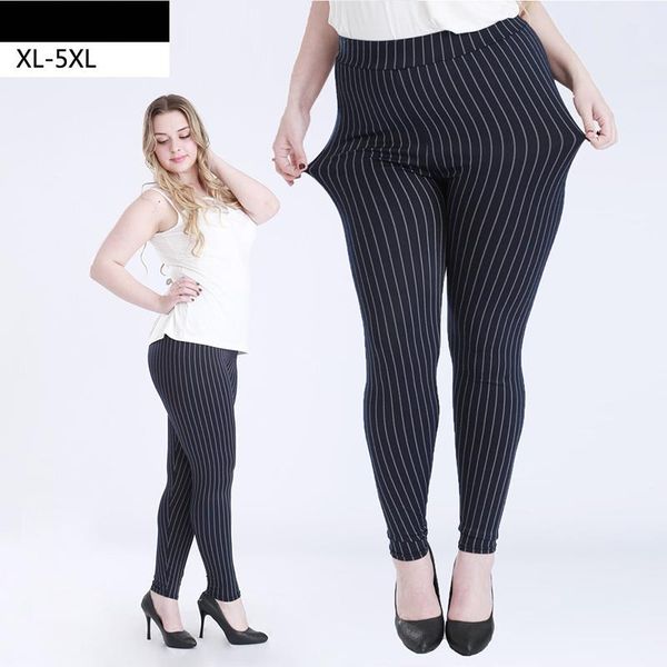 

women's leggings spring and autumn women clothing,vertical striped cotton jeans plus size 5xl, Black