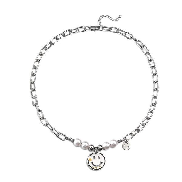 

chains fashion simple hip-hop titanium steel necklace street men and women couples dark cold wind round bead clavicle chain, Silver