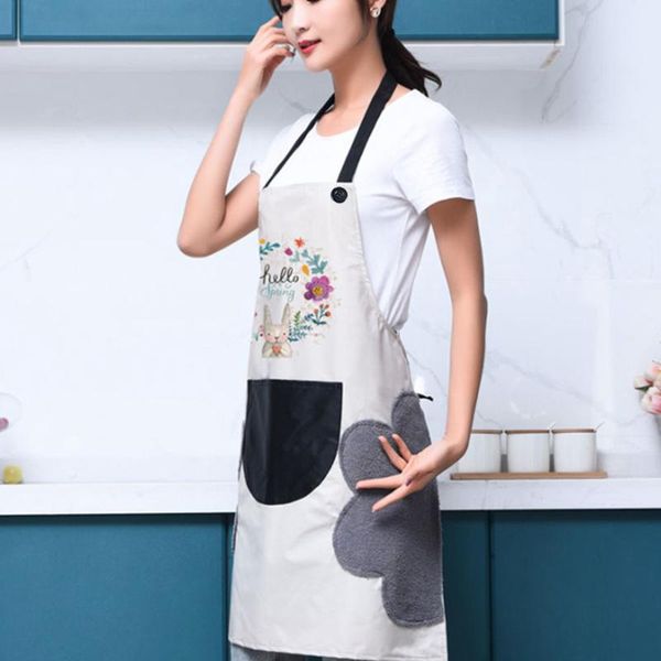 

aprons kitchen apron wipeable waterproof oil-proof cartoon wreath household for women men baking accessories pinafore
