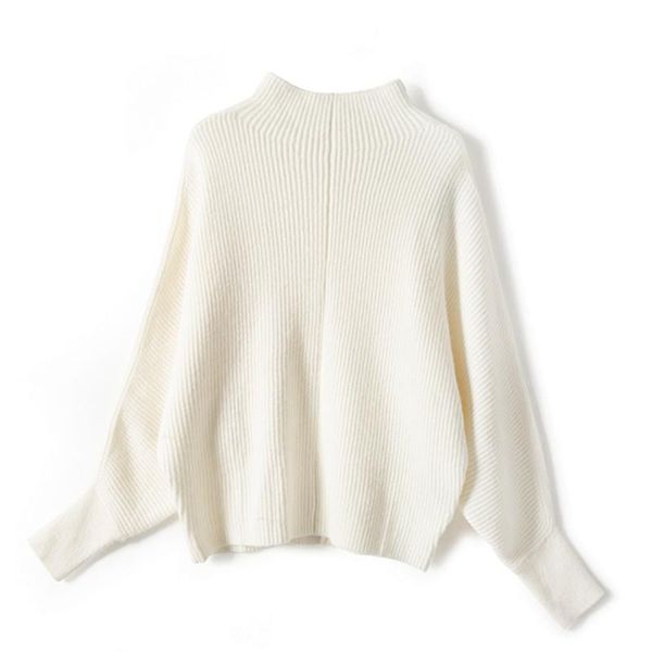 

women's sweaters women lantern sleeve sweater three colors turtleneck simple casual 2021 autumn winter knit top, White;black