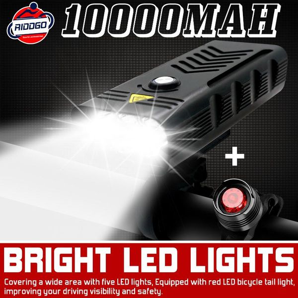 

bike lights 10000mah bicycle light usb rechargeable 5*t6 led for front cycling mtb road headlight aluminum waterproof