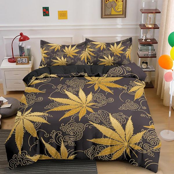 

bedding sets selling  king set leaves quilt duvet cover with pillowcase 2/3pcs