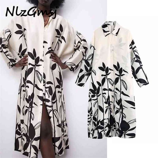 

dres white print midi long sleeve loose spring fashion 04 210628, Black;gray