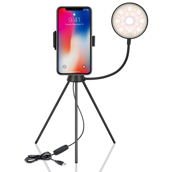 

flash heads ns-08led fill light mobile phone holder 3 colors dimmable, with tripod usb plug
