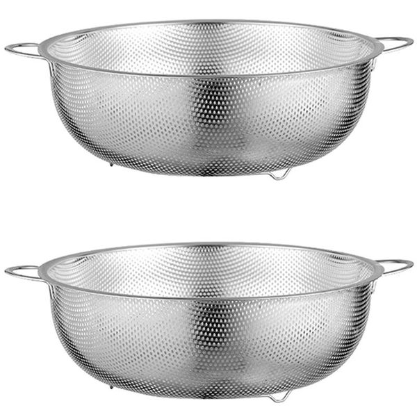 

bowls colander stainless steel 4.5 quart 2 pcs micro-perforated double handle triple-cornered base dent resistant anti cutting