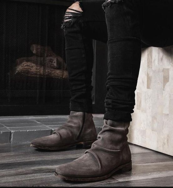 

boots shoes white mid-calf round toe boots-women low rubber mid calf 2021 solid lace-up pleated slip-on basic cotton f, Black
