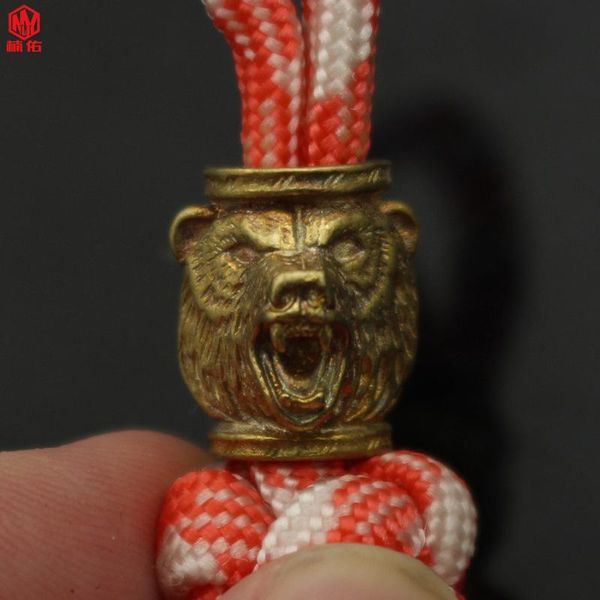 

brass knife beads 1pcs roaring bear outdoor pendant paracord gadgets