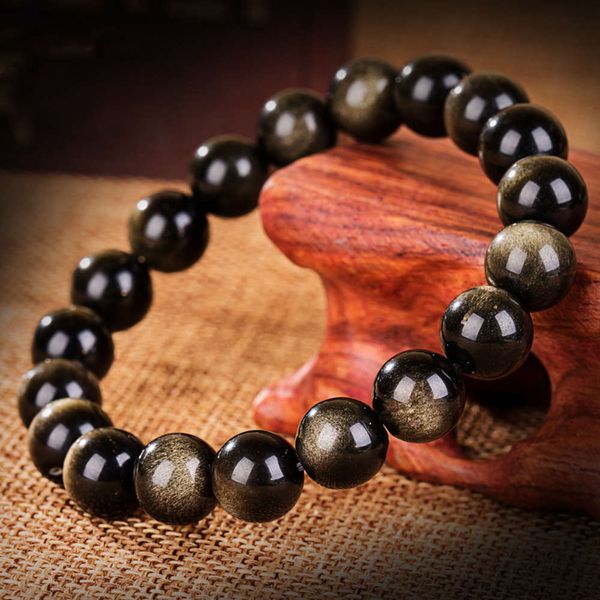 

bracelet natural gold obsidian bracelet men's cat's eye women's lovers crystal jewelry, Golden;silver