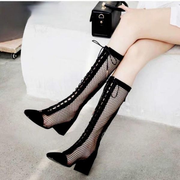 

dress shoes women's boots high heel pumps long sandal boot chunky sandals spring autumn a summer fashion, Black