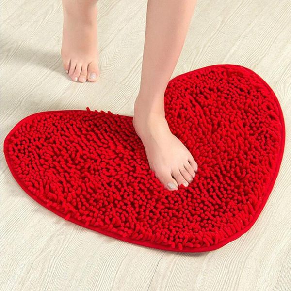 

carpets non-slip bathroom rug love shaped shag shower chenille mat machine-washable