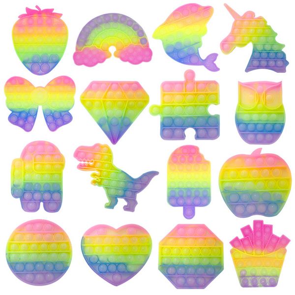 

candy color new color unicorn apple cat push bubble anti stress relief toy kids rainbow board game gifts children fun pressure reduction