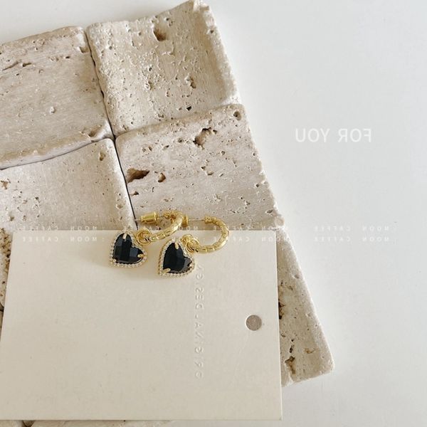 

ins multi cut black love earrings feminine quality versatile cold wind earrings female, Golden