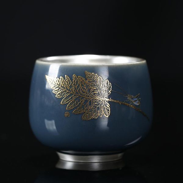 

sterling silver 999 cup ceramic yiye zhiqiu tea set gilt master teacup 90ml cups & saucers